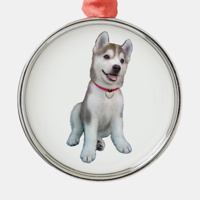Siberian Husky Puppy Metal Ornament (Front)
