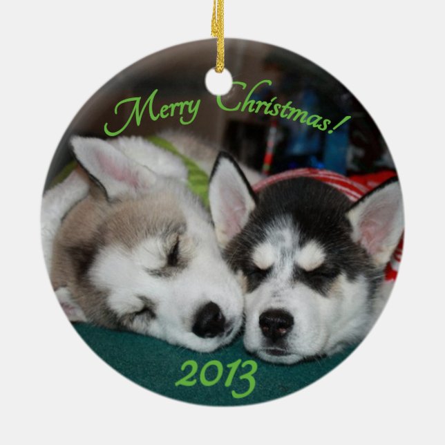 Siberian husky puppy Ornament (Back)