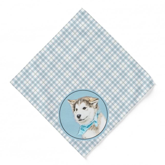 Siberian Husky Puppy Painting Copper Red Dog Art Bandana (Front)