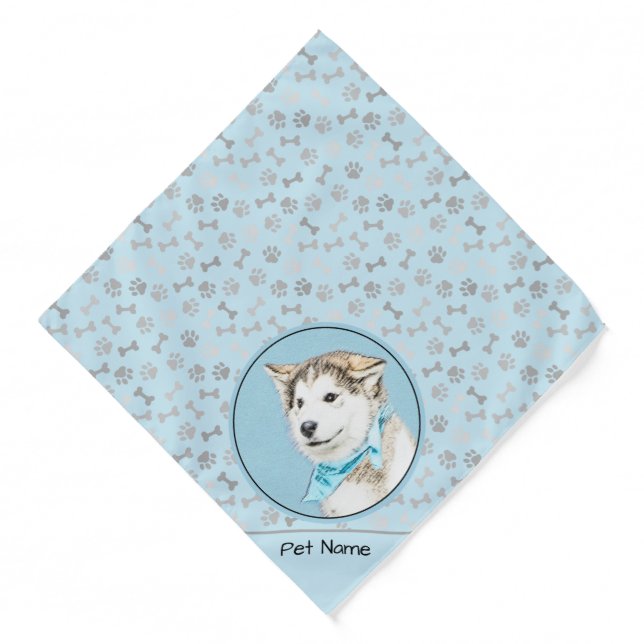 Siberian Husky Puppy Painting Copper Red Dog Art Bandana (Front)