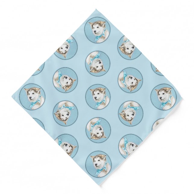 Siberian Husky Puppy Painting Copper Red Dog Art Bandana (Front)