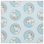 Siberian Husky Puppy Painting Copper Red Dog Art Fabric