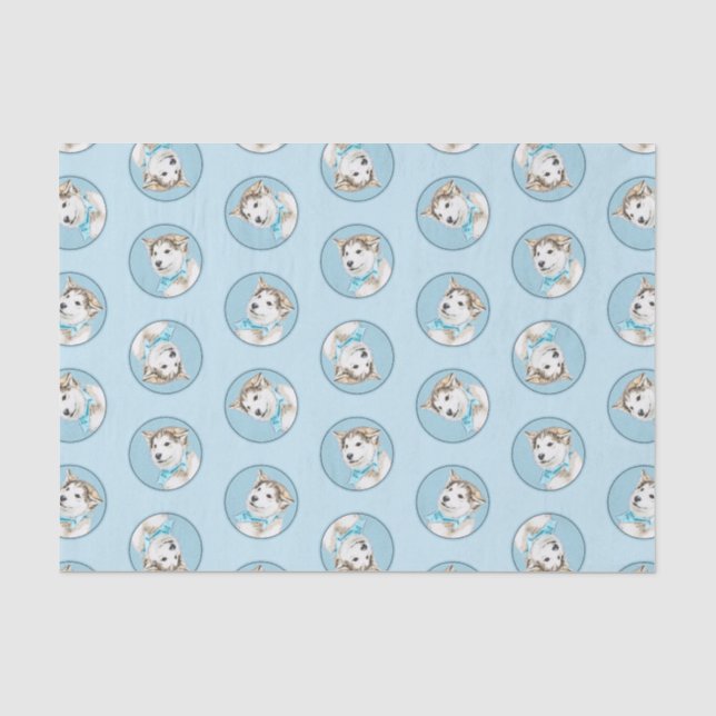 Siberian Husky Puppy Painting Copper Red Dog Art Tissue Paper (Front)
