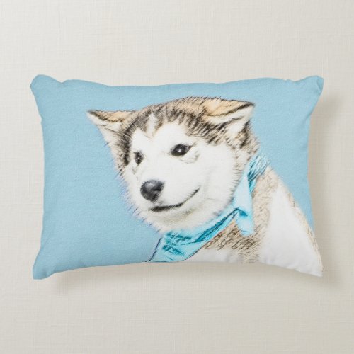 Siberian Husky Puppy Painting _ Original Dog Art Accent Pillow