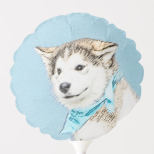 Siberian Husky Puppy Painting - Original Dog Art Balloon