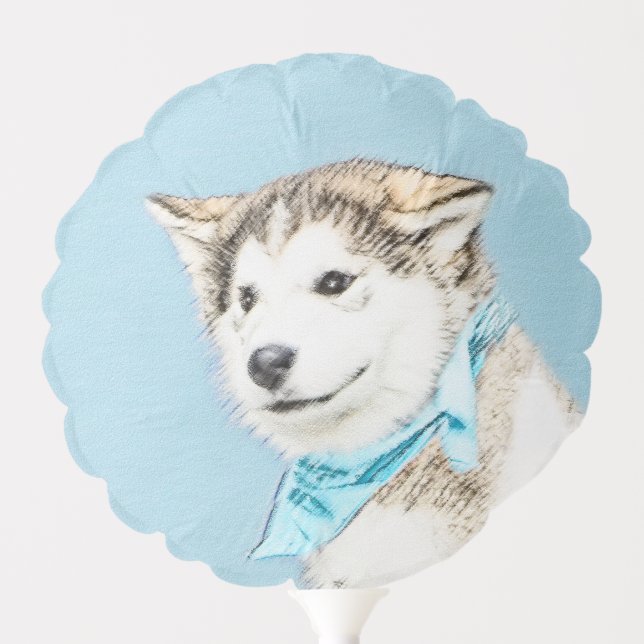 Siberian Husky Puppy Painting - Original Dog Art Balloon (Front)