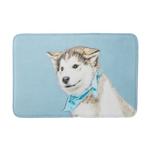 Siberian Husky Puppy Painting _ Original Dog Art Bath Mat