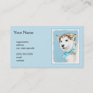 Siberian Husky Puppy Painting - Original Dog Art Business Card