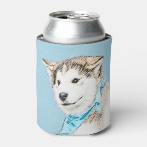 Siberian Husky Puppy Painting _ Original Dog Art Can Cooler