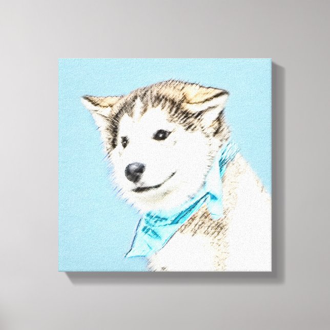 Siberian Husky Puppy Painting - Original Dog Art Canvas Print (Front)