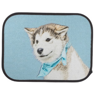 Siberian Husky Puppy Painting - Original Dog Art Car Floor Mat