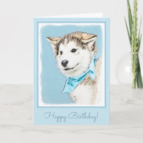Siberian Husky Puppy Painting _ Original Dog Art Card