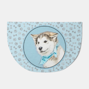 Siberian Husky Puppy Painting - Original Dog Art Doormat