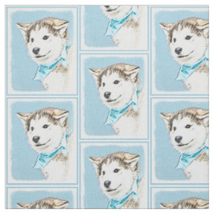 Siberian Husky Puppy Painting - Original Dog Art Fabric