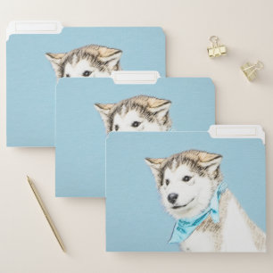Siberian Husky Puppy Painting - Original Dog Art File Folder
