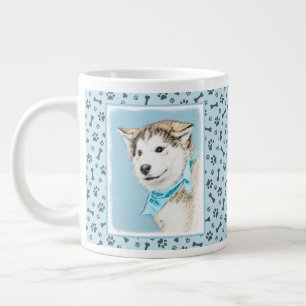 Siberian Husky Puppy Painting - Original Dog Art Giant Coffee Mug