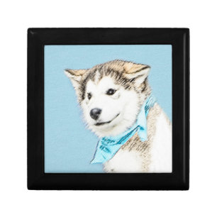 Siberian Husky Puppy Painting - Original Dog Art Gift Box