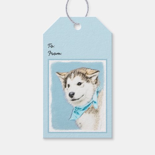 Siberian Husky Puppy Painting _ Original Dog Art Gift Tags