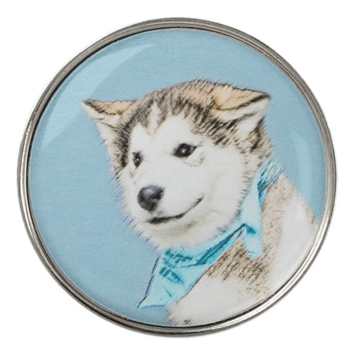 Siberian Husky Puppy Painting _ Original Dog Art Golf Ball Marker