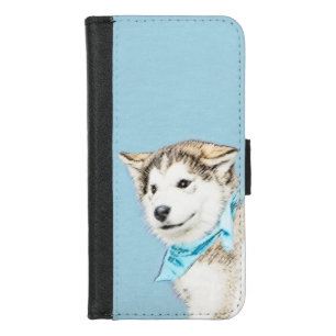 Siberian Husky Puppy Painting - Original Dog Art iPhone 8/7 Wallet Case