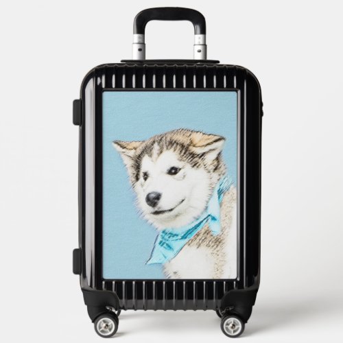 Siberian Husky Puppy Painting _ Original Dog Art Luggage