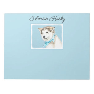 Siberian Husky Puppy Painting - Original Dog Art N Notepad