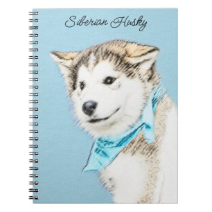 Siberian Husky Puppy Painting - Original Dog Art Notebook