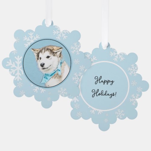 Siberian Husky Puppy Painting _ Original Dog Art Ornament Card