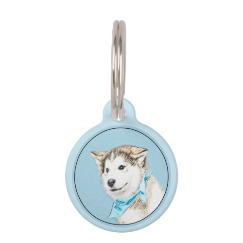 Siberian Husky Puppy Painting _ Original Dog Art Pet ID Tag