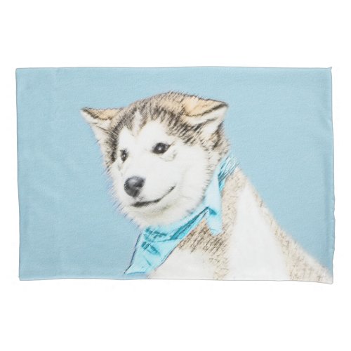 Siberian Husky Puppy Painting _ Original Dog Art Pillow Case