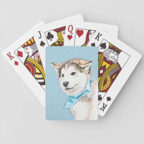 Siberian Husky Puppy Painting _ Original Dog Art Playing Cards