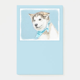Siberian Husky Puppy Painting - Original Dog Art Post-it Notes