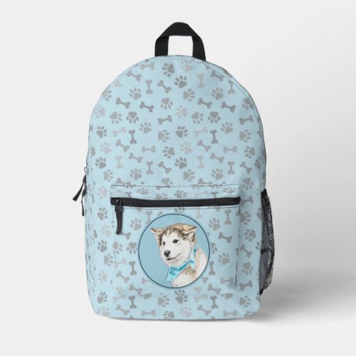 Siberian Husky Puppy Painting _ Original Dog Art Printed Backpack