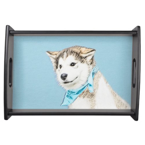 Siberian Husky Puppy Painting _ Original Dog Art Serving Tray