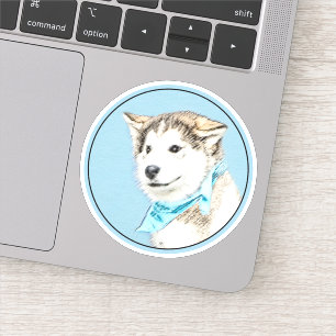 Siberian Husky Puppy Painting - Original Dog Art Sticker