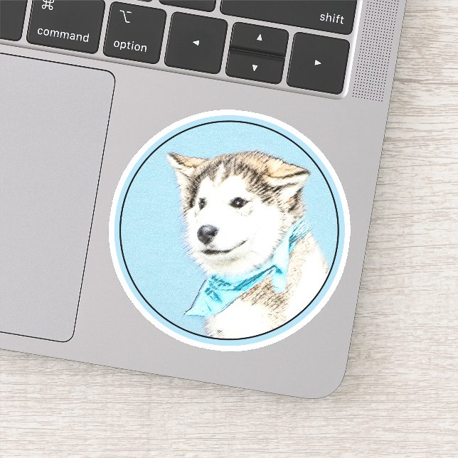 Siberian Husky Puppy Painting - Original Dog Art Sticker (Detail)