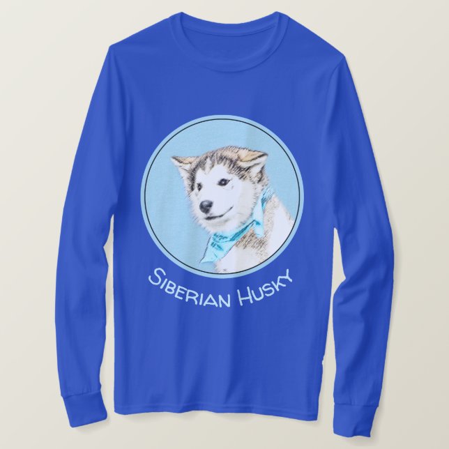 Siberian Husky Puppy Painting - Original Dog Art T-Shirt (Design Front)