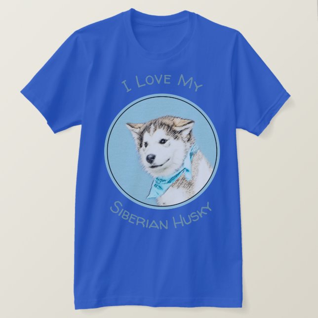 Siberian Husky Puppy Painting - Original Dog Art T-Shirt (Design Front)