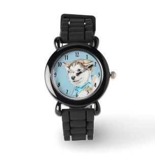 Siberian Husky Puppy Painting - Original Dog Art Watch