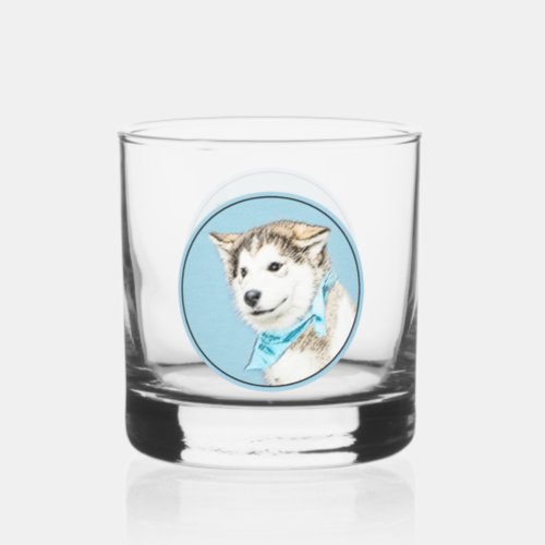 Siberian Husky Puppy Painting _ Original Dog Art Whiskey Glass