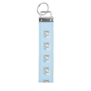 Siberian Husky Puppy Painting - Original Dog Art Wrist Keychain