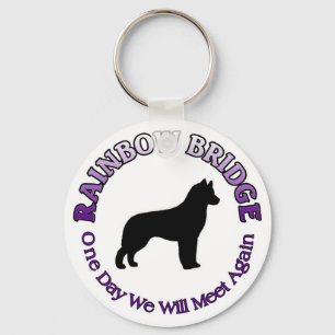 SIBERIAN HUSKY RAINBOW BRIDGE SYMPATHY DOG KEYCHAIN