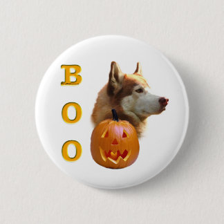 Siberian Husky (red) Boo Pinback Button