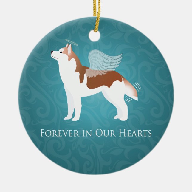Siberian Husky - Red - Pet Memorial Design Ceramic Ornament (Front)
