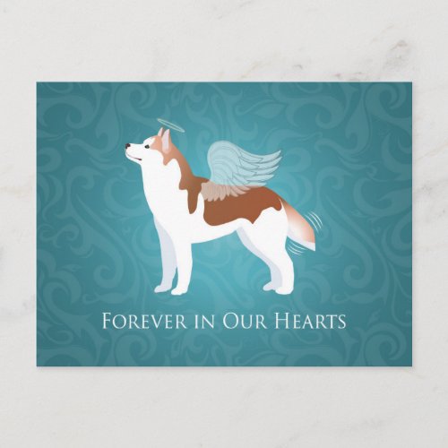 Siberian Husky _ Red _ Pet Memorial Design Postcard