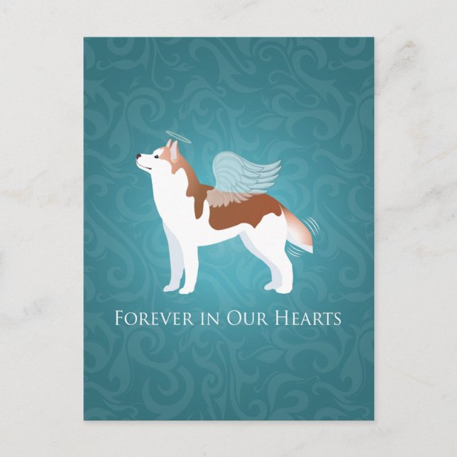 Siberian Husky - Red - Pet Memorial Design Postcard (Front)