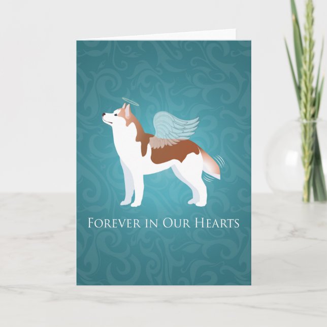 Siberian Husky - Red - Pet Memorial Sympathy Card (Front)