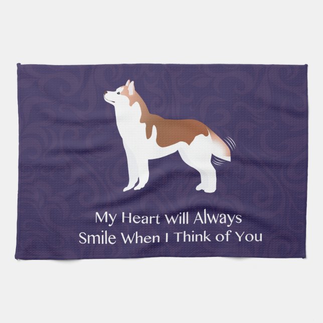 Siberian Husky - Red - Thinking of You Design Towel (Horizontal)