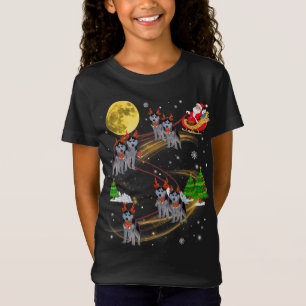 Siberian Husky Reindeer Christmas Dog Riding Santa T-Shirt