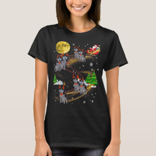 Siberian Husky Reindeer Christmas Dog Riding Santa T-Shirt
